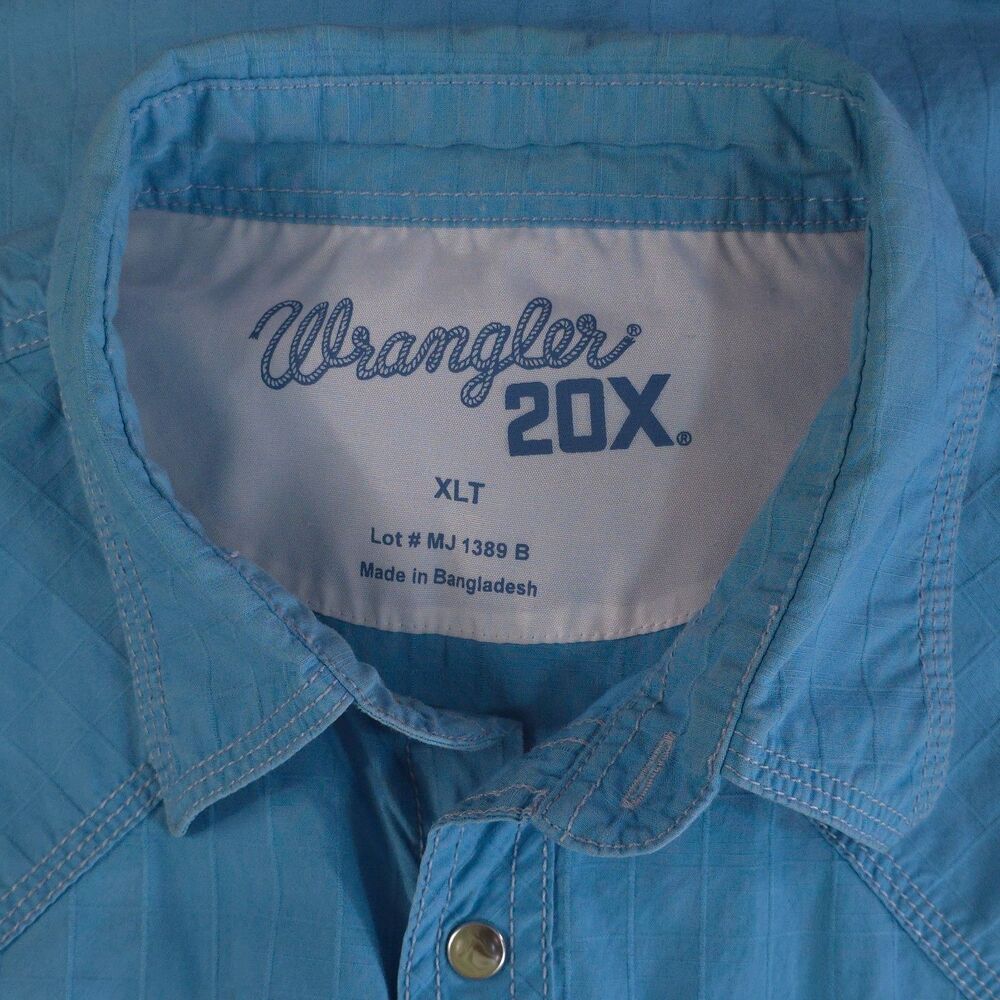 Wrangler TwentyX 20X Mens XLT Western Shirt Blue Rodeo Button Up - Picture 8 of 9